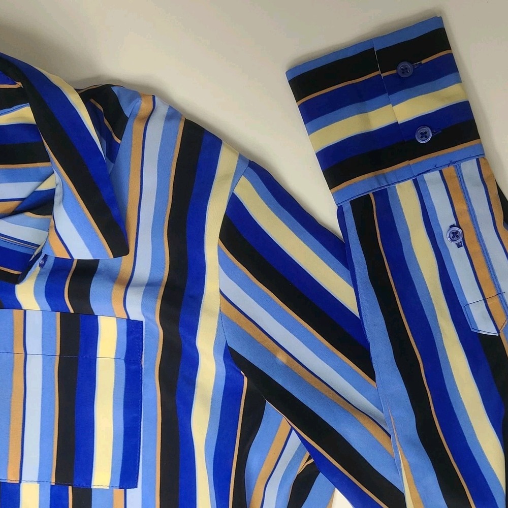 Nine West Women's Button Down Blouse Small Multicolor Striped Long Sleeve. EUC - Picture 4 of 9